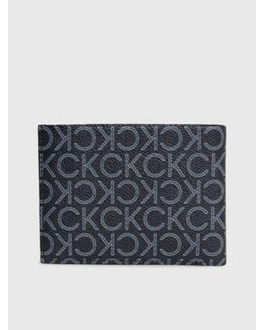 Cartera con compartimento para billetes y monedero RFID con logo Calvin Klein de hombre de color Gray