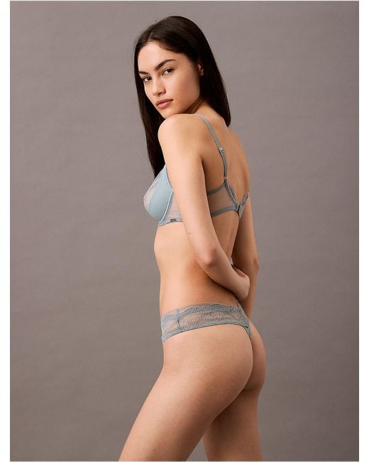 Calvin Klein Gray Ck Geo Lace Unlined Plunge Bra
