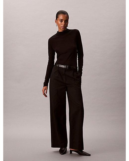 Calvin Klein Black Slim Mock Neck Top