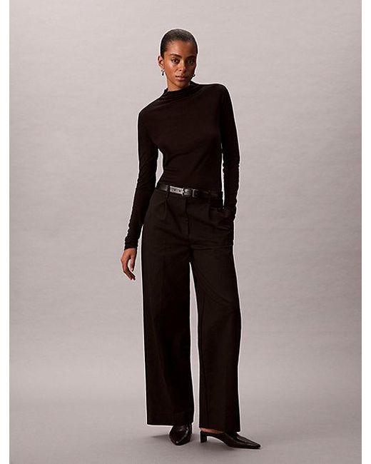 Calvin Klein Slanke Top Met Ronde Hals in het Black