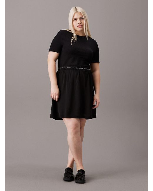 Calvin Klein Black Plus Size Logo Tape Dress