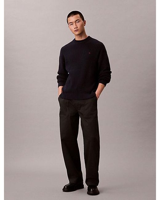Calvin Klein Black Jeans Ribbed Cotton Monogram Jumper for men