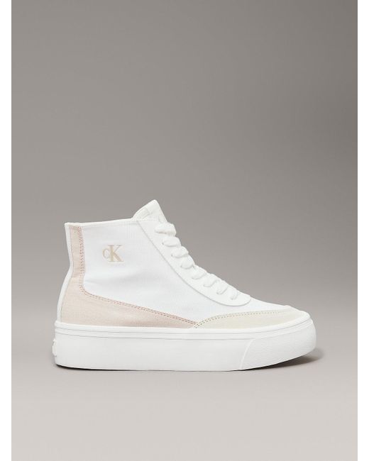 Calvin Klein Metallic Canvas Platform High-Top Trainers