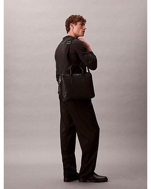 Calvin Klein Pendlertasche Mit Geprägtem Monogramm-Logo in Black für Herren