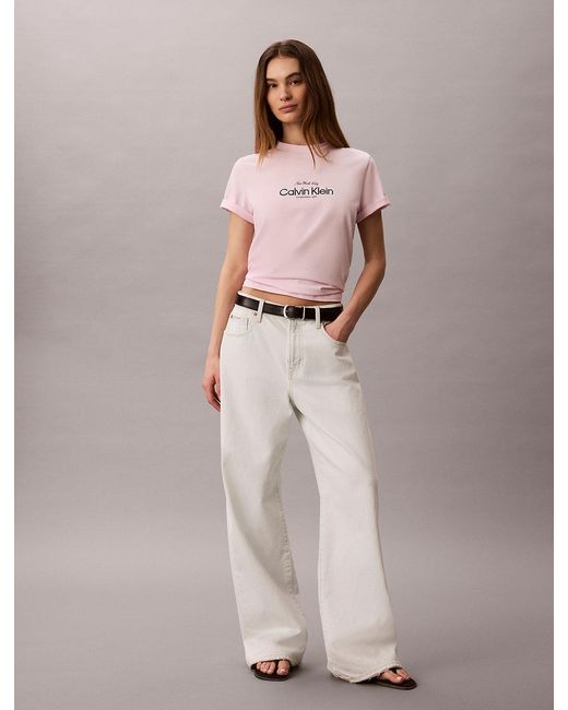 Calvin Klein Pink Classic Nyc Logo T-Shirt