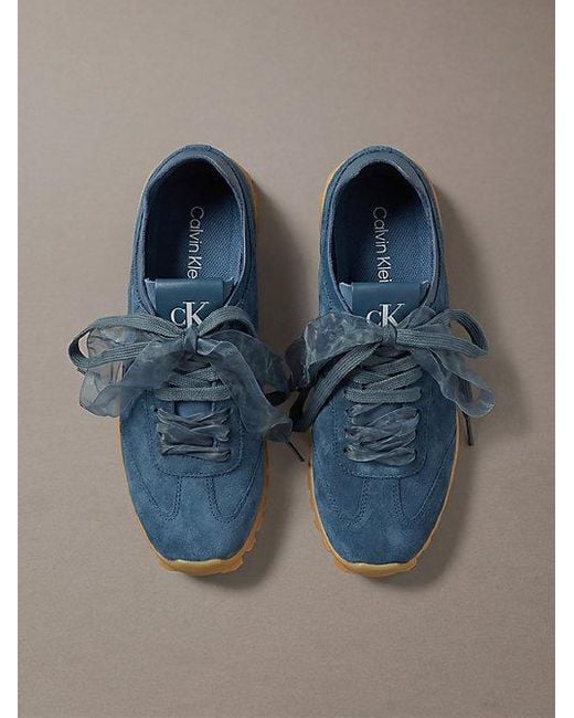 Calvin Klein Blue Suede Organza Runner Trainers