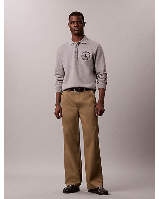 Calvin Klein Multicolor Jeans Embroidered Logo Polo Sweatshirt for men