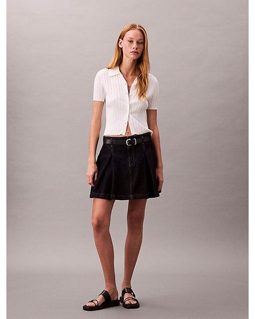 Calvin Klein Geplooide Denim Rok in het Multicolor