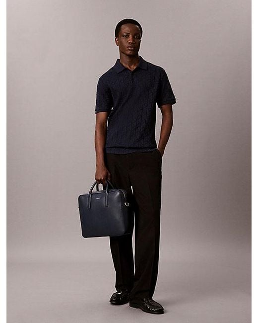 Calvin Klein Blue Micro Pebble Commuter Laptop Bag for men