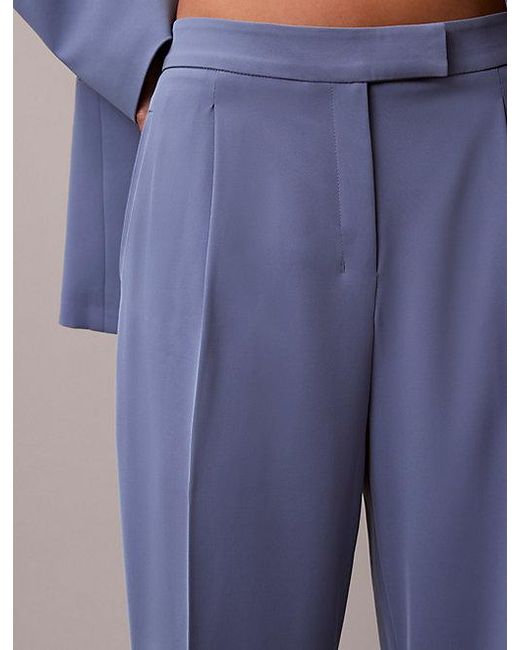 Calvin Klein Blue Soft Crepe Pleated Trousers