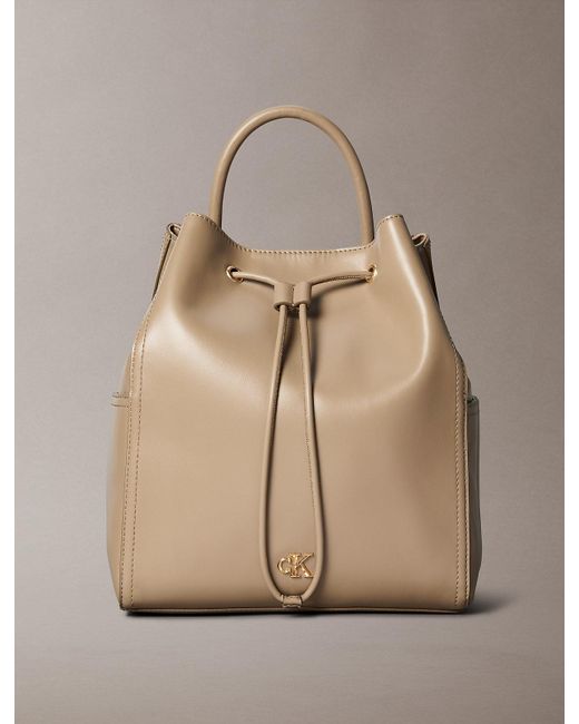 Calvin Klein Natural Monogram Drawstring Backpack
