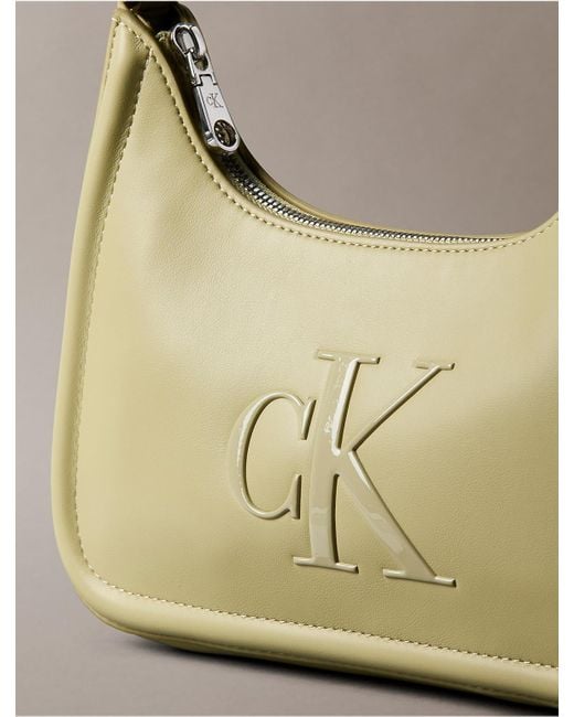 Calvin Klein Natural Embossed Monogram Logo Shoulder Bag
