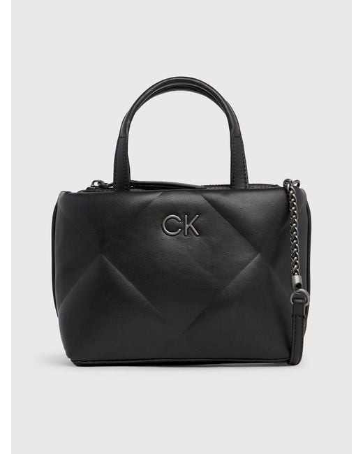 Calvin Klein Black Mini Quilted Crossbody Tote Bag