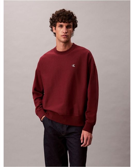 Calvin Klein Red Calvin Klein Premium Fleece Relaxed Sweatshirt for men