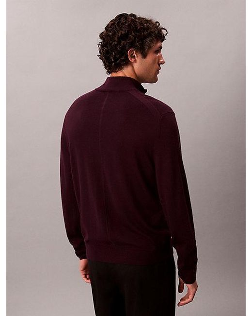 Calvin Klein Multicolor Merino Wool Quarter Zip Jumper for men