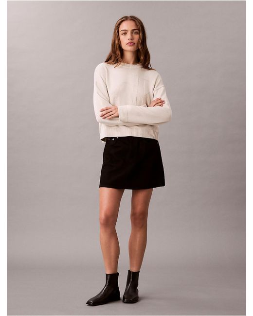 Calvin Klein Natural Calvin Klein Smooth Cotton Relaxed Monogram Logo Sweater