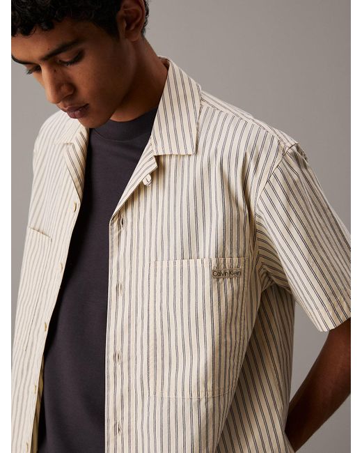 Chemise À Manches Courtes En Popeline De Coton Calvin Klein pour homme en coloris Brown