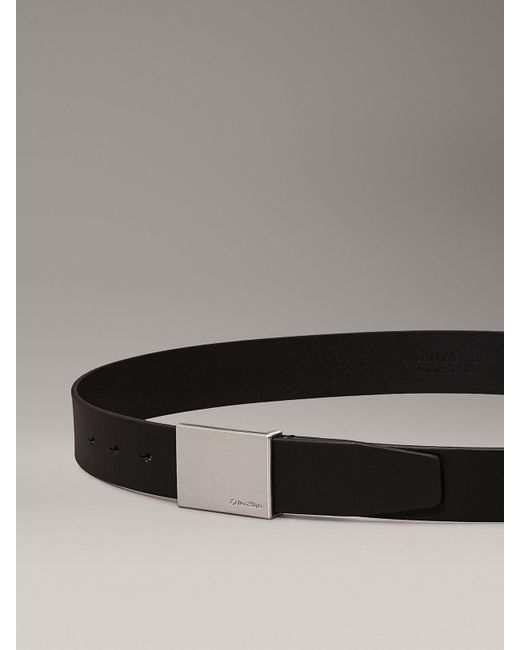 Leather Formal Plaque Belt Black di Calvin Klein in Multicolor da Uomo