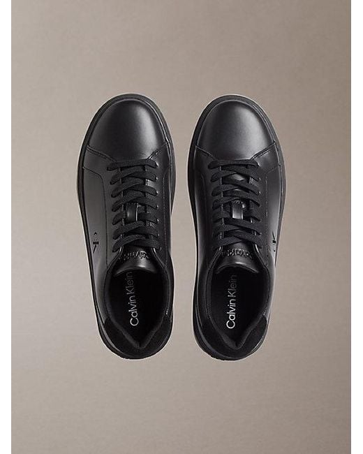 Calvin Klein Gray Jeans Ck Baseline Leather Signature Trainers for men