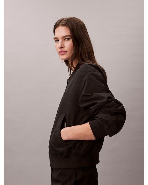 Calvin Klein Brown Lightly Padded Nylon Bomber Jacket