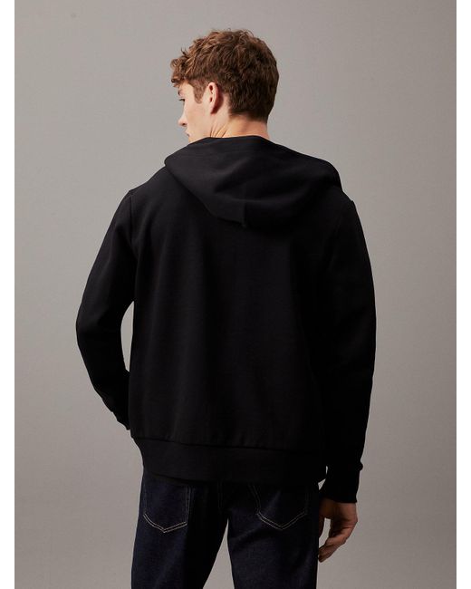 Calvin Klein Black Cotton Zip Up Hoodie for men