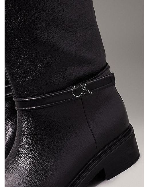 Calvin Klein Leren Knielaarzen Met Hak in het Black