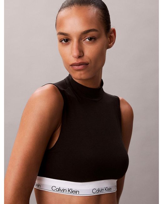 Calvin Klein Black Lightly Lined Mockneck Bralette