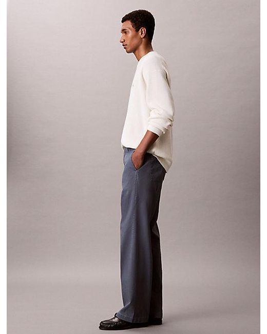 Calvin Klein Blue Jeans Relaxed Cotton Utility Trousers for men