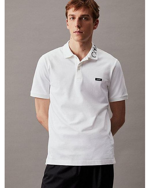 Calvin Klein Slim Polo Met Logo in het Gray voor heren