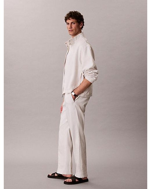 Calvin Klein Multicolor Tapered Linen Blend Trousers for men