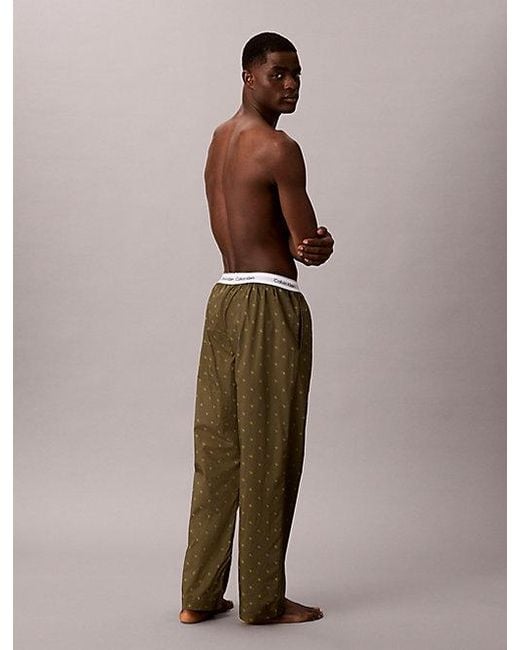 Calvin Klein Brown Pyjama Pants Cotton Poplin for men