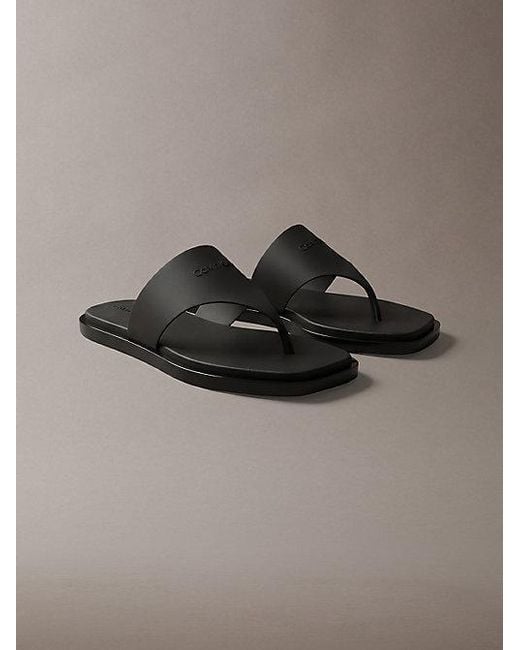 Calvin Klein Brown Finni Jelly Flat Thong Sandals