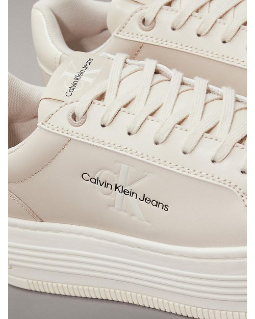 Calvin Klein Natural Leather Platform Trainers