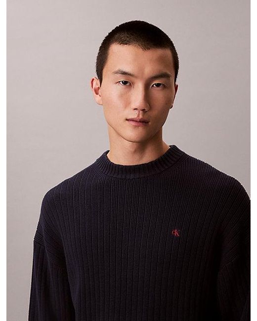 Calvin Klein Black Jeans Ribbed Cotton Monogram Jumper for men