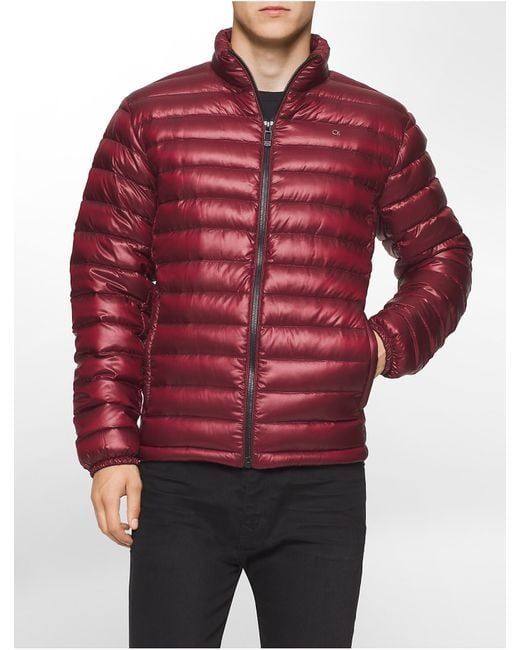 Calvin klein Lightweight Packable Down Jacket in Red for Men | Lyst