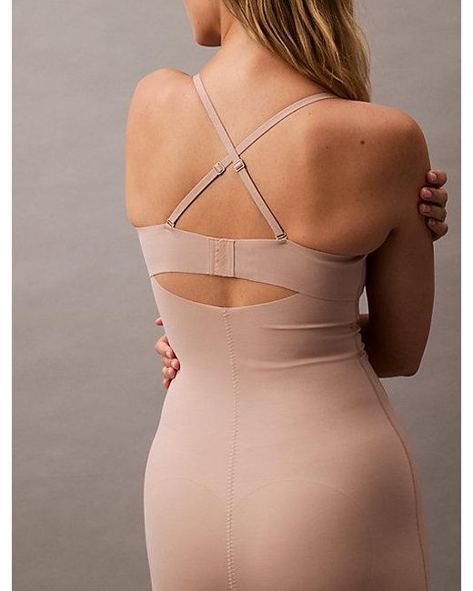 Calvin Klein Brown Shapewear Slip Dress Stay Put Stretch