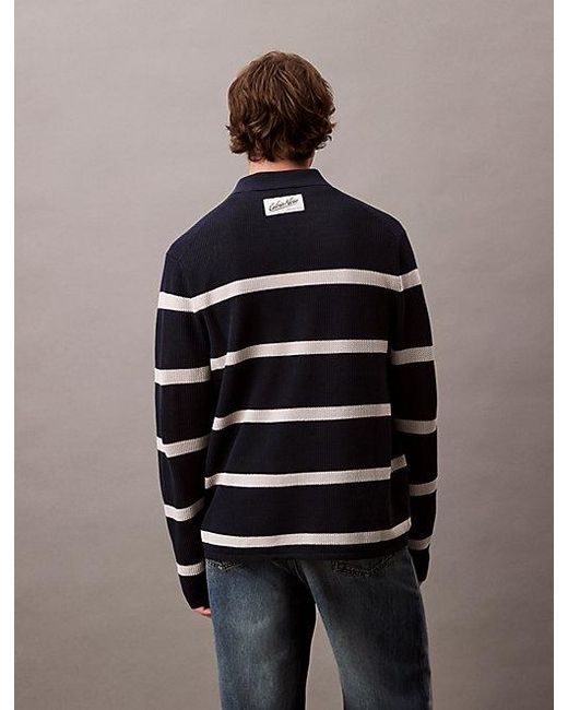 Calvin Klein Multicolor Stripe Polo Sweater for men