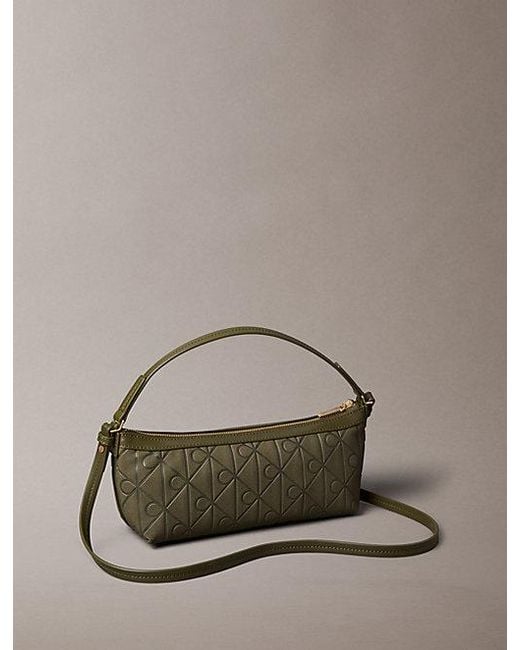 Calvin Klein Brown Allover Emblem Logo Long Shoulder Bag