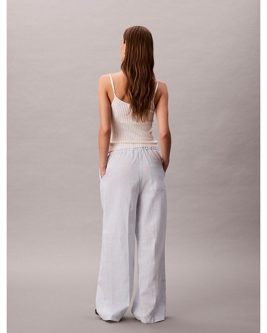 Pantalon Relaxed En Lin Et Coton Calvin Klein en coloris Gray