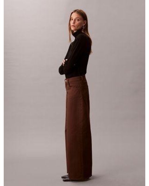 Pantalón de sarga con pierna superancha Calvin Klein de color Brown
