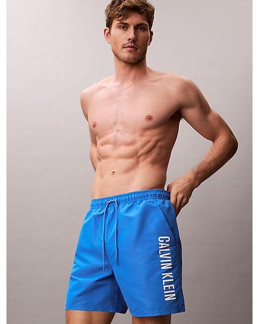 Calvin Klein Blue Medium Drawstring Swim Shorts Intense Power for men