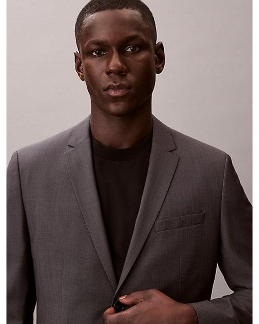 Calvin Klein Brown Slim Wool Textured Blazer for men