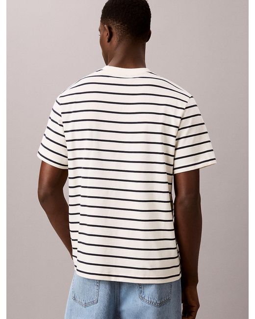 Calvin Klein White Relaxed Stripe Logo T-Shirt for men