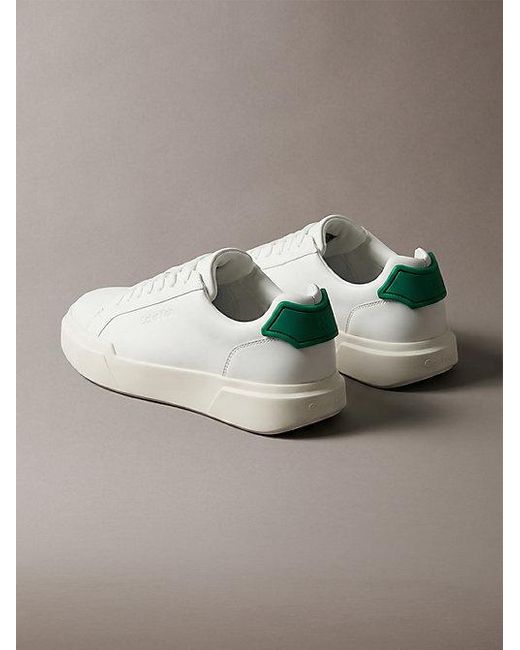 Calvin Klein Metallic Leather Durable Traction Chunky Trainers for men