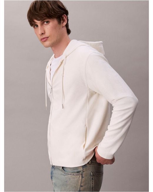 Calvin Klein Gray Calvin Klein Cotton Blend Boucle Relaxed Hoodie for men