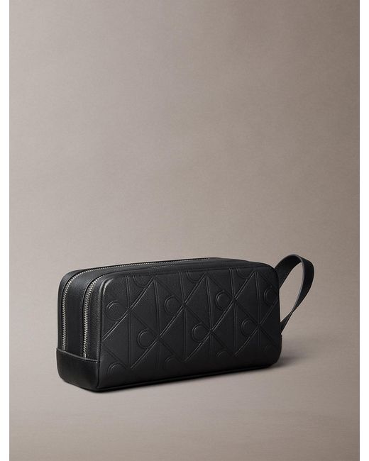 Calvin Klein Gray Embossed Emblem Logo Dopp Kit for men
