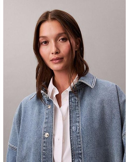 Calvin Klein Blue Jeans Denim Boyfriend Button Up Shirt