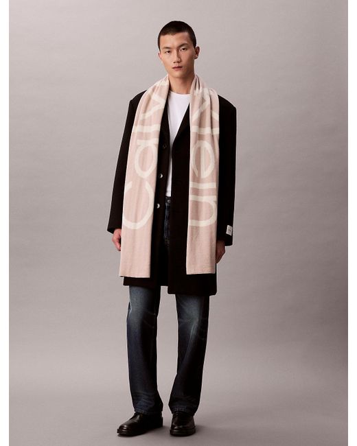 Calvin Klein Natural Wool Cashmere Blend Scarf for men