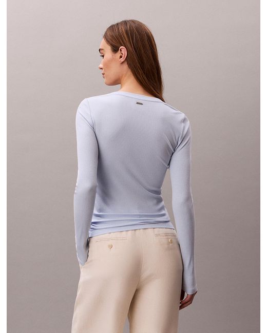 Calvin Klein Multicolor Ribbed Modal Long Sleeve T-Shirt