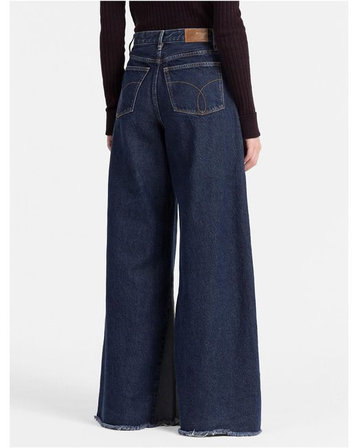Calvin Klein Extreme Wide Leg High Rise Jeans in Blue | Lyst